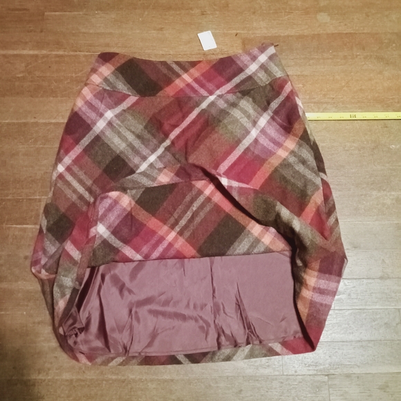 Wool Tartan Academia  A-Line Midi Skirt Pockets High Waist Clueless Inspired - Picture 7 of 16